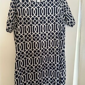 Mud Pie Geometric Navy and White Dress